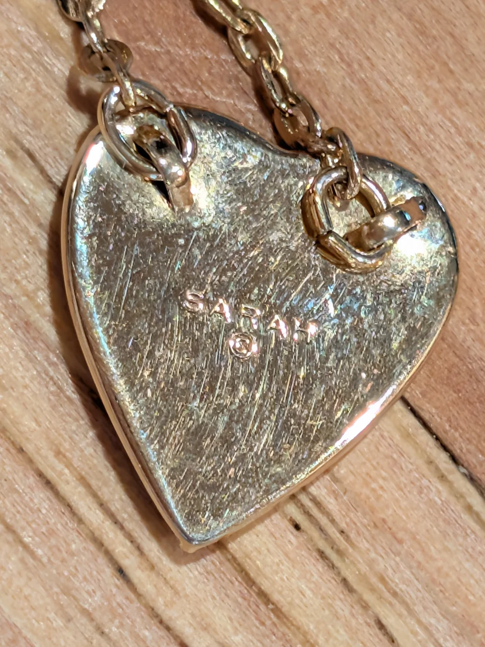 Gold Chain Heart Pendant Necklace with Black Enamel and Crystal Accent